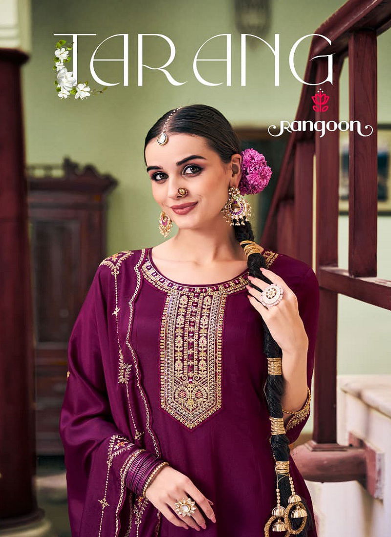 Tarang By Rangoon Chinon Silk Readymade Suits Wholesalers In Delhi Catalog